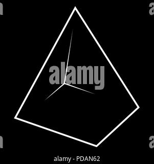 Silhouette einer Pyramide von Linien auf schwarzem Hintergrund Geometrie minimalistischen Logo Stock Vektor