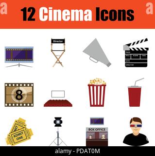 Kino Icon Set. Farbe Design. Vector Illustration. Stock Vektor