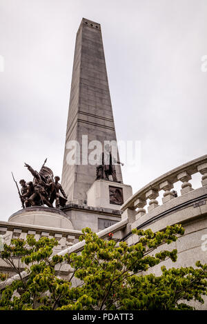 Obelisk von Präsident Abraham Lincoln's Grab in Springfield, Illinois. Stockfoto