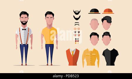 Hipster Character Design mit hipster Elemente und Symbole. Vector Illustration Stock Vektor