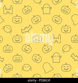 Halloween nahtlose Muster mit netten und lustigen festliche Elemente. Loopfähigen Hintergrund Stock Vektor