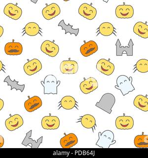 Halloween nahtlose Muster mit netten und lustigen festliche Elemente. Loopfähigen Hintergrund Stock Vektor