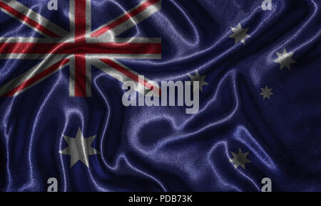 Australien Flagge - Fabric Flagge Australien Land, Hintergrund und Wallpaper von wehende Flagge von Textilien. Stockfoto