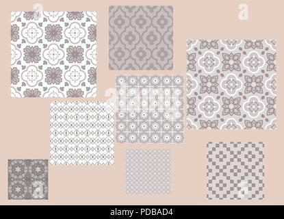 Marokkanische Fliesen ornament Vektor Muster drucken. Taupe Farben geometrische nahtlose Kulisse. Stock Vektor