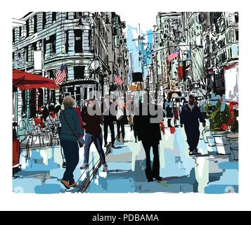 Straße in New York City - Vector Illustration Stock Vektor