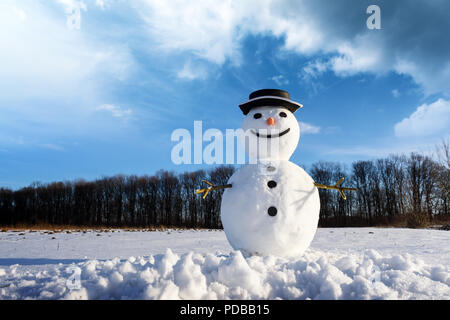 Lustige Schneemann in schwarzen Hut Stockfoto
