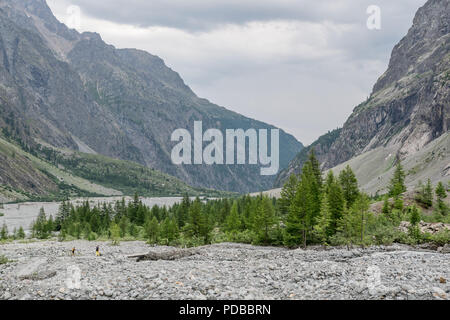 Der glacier Plain, namens pre de Madame Carle, im Parc National des Ecrins, haute Alpes, Frankreich. Stockfoto