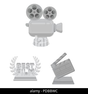 Film Auszeichnungen und Preise monochrome Icons im Set Sammlung für Design. Die Welt Film Academy vektor Symbol lieferbar Abbildung. Stock Vektor