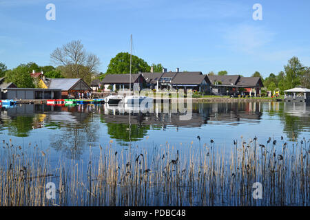 Fischer Häuser vor dem See Stockfoto