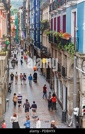 Architektur, traditionellen, klassischen, typischen, in der Calle de la Tenderia, Altstadt (Casco Viejo), Bilbao, Spanien Stockfoto