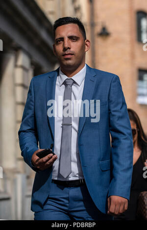 Ryan Ali, Co - Beklagte in England cricketer Ben Stokes Versuch für Schlägerei außerhalb einer Bristol Nachtclub. Stockfoto