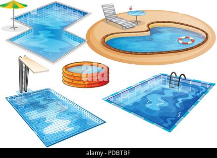 Eine Reihe von Schwimmbad Abbildung Stock Vektor