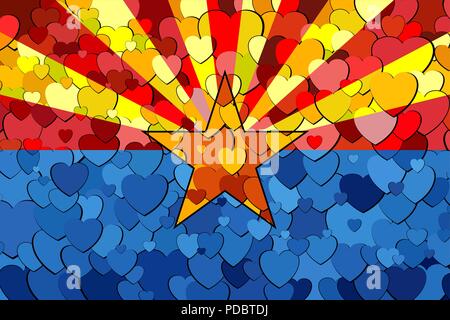 Arizona aus Herzen Hintergrund - Illustration, Flagge Arizona mit Herz Hintergrund Stock Vektor