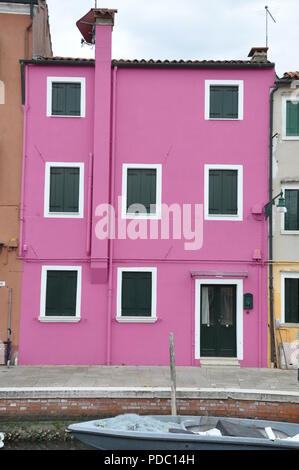 Vorderansicht des alten Haus auf der venezianischen Insel Burano Stockfoto