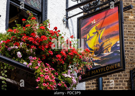 Die Mayflower Pub, Rotherhithe Dorf, London, England Stockfoto