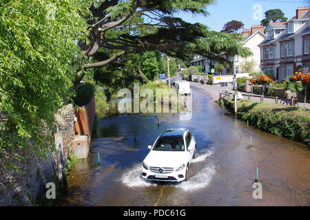 Auto Furt des Flusses Sid. East Devon, Großbritannien. August, 2018. Stockfoto