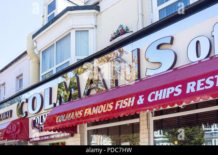 Colmans von South Shields Fish & Chips Restaurant, Ocean Road, South Shields, Tyne und Wear, England, Vereinigtes Königreich Stockfoto