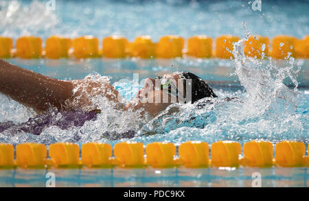 Glasgow, UK. 8. August 2018 Tollcross International Swimming Centre, Glasgow, Schottland, Glasgow 2018 Schwimm-EM; Lisa Graf (GER) während der Qualifikation für die 200m Rückenschwimmen Credit: Aktion Plus Sport Bilder/Alamy leben Nachrichten Stockfoto