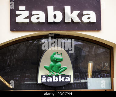 Krakau, Polen. 20 Mär, 2018. Zabka Supermarkt Logo. Quelle: Igor Golovniov/SOPA Images/ZUMA Draht/Alamy leben Nachrichten Stockfoto