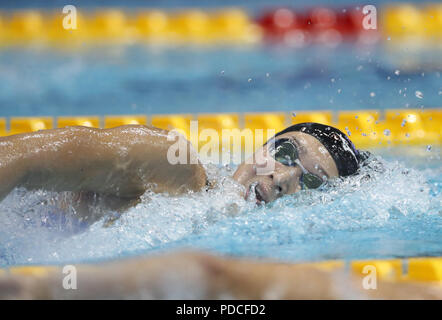 Tokio, Japan. 9 Aug, 2018. Rikako Ikee (JPN) Schwimmen: 2018 Pan Pacific Swimming der Meisterschaften Frauen 200m Freistil Wärme am Tatsumi International Swimming Center in Tokio, Japan. Quelle: LBA/Alamy leben Nachrichten Stockfoto