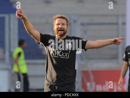 Duisburg, Deutschland. 08 Aug, 2018. Duisburg, Deutschland, 8. August 2018, 3.Liga Spieltag 3, KFC Uerdingen 05 vs SV Meppen: Thilo Leugers (SVM) Gesten. Credit: Jürgen Schwarz/Alamy leben Nachrichten Stockfoto