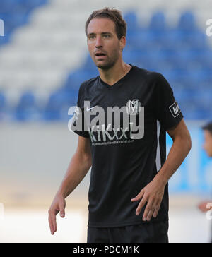 Duisburg, Deutschland. 08 Aug, 2018. Duisburg, Deutschland, 8. August 2018, 3.Liga Spieltag 3, KFC Uerdingen 05 vs SV Meppen: Steffen Puttkammer (SVM) schaut. Credit: Jürgen Schwarz/Alamy leben Nachrichten Stockfoto