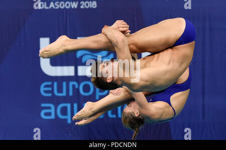 Großbritanniens Ross Haslam und Gnade Reid am Tag sieben der 2018 europäischen Meisterschaften am Scotstoun Sport Campus, Glasgow. Stockfoto