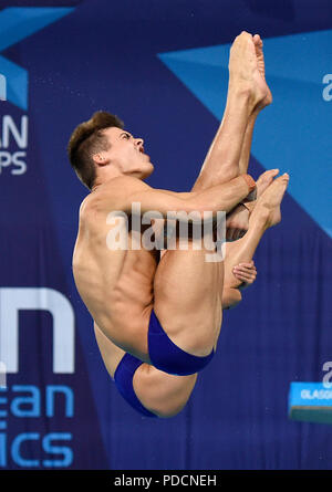 Großbritanniens Ross Haslam und Gnade Reid am Tag sieben der 2018 europäischen Meisterschaften am Scotstoun Sport Campus, Glasgow. Stockfoto