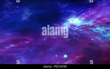 Galaxy abstrakten 3D-Darstellung. Der Kosmos mit Sternen Geburt im Nebel Wolken. Konzept von Raum Reise und Exploration. Stockfoto