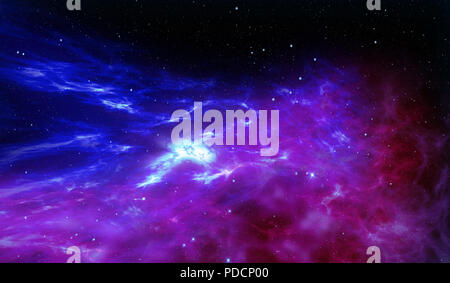 Galaxy abstrakten 3D-Darstellung. Der Kosmos mit Sternen Geburt im Nebel Wolken. Konzept von Raum Reise und Exploration. Stockfoto