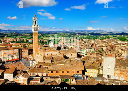 Schöne Siena Stadtzentrum, Panoramaaussicht, in der Toskana, Italien. Stockfoto