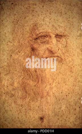 Selbstbildnis, Leonardo da Vinci,. Stockfoto