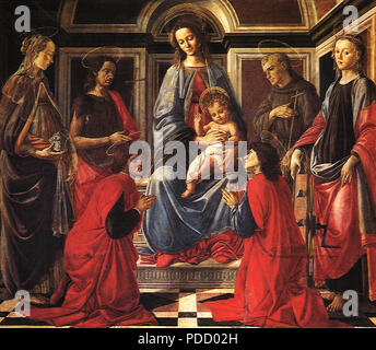 Madonna und Kind inthronisiert, Botticelli, Sandro,. Stockfoto