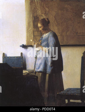 Frau liest Schreiben, Vermeer, Johannes,. Stockfoto