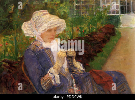 Lydia Häkeln im Garten in Marly, Cassatt, Mary, 1880. Stockfoto