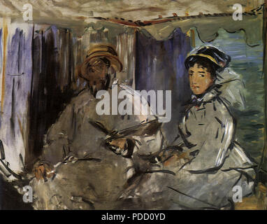 Monet Malerei in seinem Studio, Boot, Manet, Édouard, 1874. Stockfoto