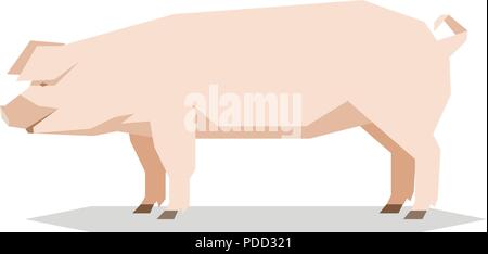 Flache geometrische Yorkshire Schwein Stock Vektor