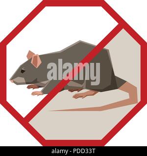 Flache polygonalen Schild mit Ratte Stock Vektor