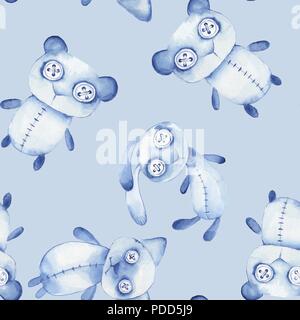 Nahtlose Muster mit handgemachten Spielsachen. Aquarell creepy Teddybär Stockfoto