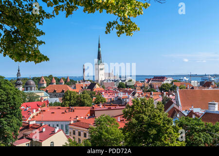 Tallinn, Estland. Blick über die Altstadt (Vanalinn) vom Kohtuotsa Vaatplats (Court Square Lookout), Tallinn, Estland Stockfoto