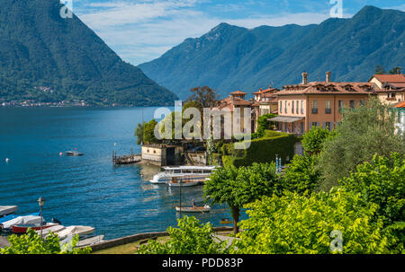 Malerische Anblick in Sala Comacina, Dorf am Comer See, Lombardei, Italien. Stockfoto