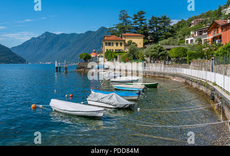 Malerische Anblick in Sala Comacina, Dorf am Comer See, Lombardei, Italien. Stockfoto