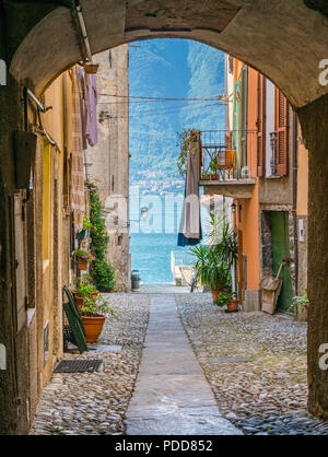 Malerische Anblick in Sala Comacina, Dorf am Comer See, Lombardei, Italien. Stockfoto