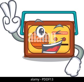 Zwei Finger radio Charakter Cartoon Stil Stock Vektor