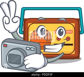 Fotograf radio Maskottchen Cartoon Stil Stock Vektor