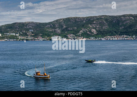 Abfahrt Bergen, Norwegen auf der Fähre nach Dänemark Stockfoto