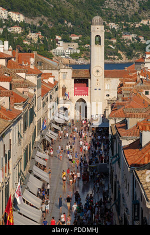 Luftaufnahme des Stradun Straße in Dubrovnik, Kroatien, Europa Stockfoto