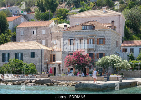 Wohnhäuser auf der Insel Lopud, Elaphiti Inseln, Kroatien Stockfoto