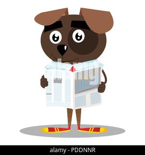Cartoon Vektor dargestellt business Hund lesen Zeitung. Stock Vektor