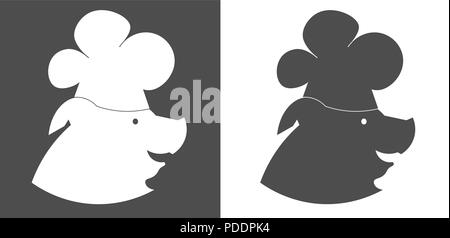 Silhouette der Ferkel in den Deckel von einem Koch cafe minimalistischen Logo Stock Vektor